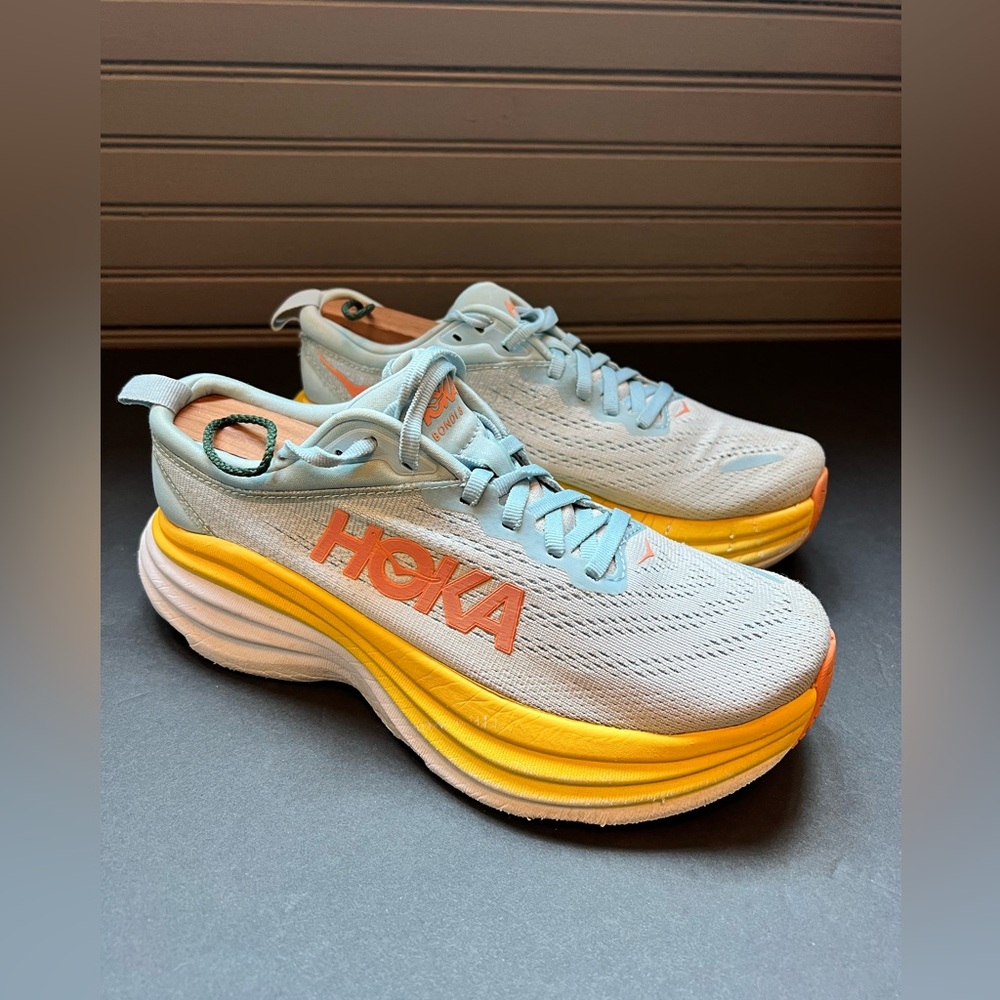 Hoka One One Athletic Shoes in Gray and Orange